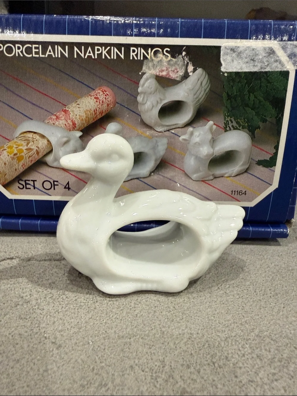Vintage 1984 Porcelain Animal Napkin Rings Set - Made in Japan